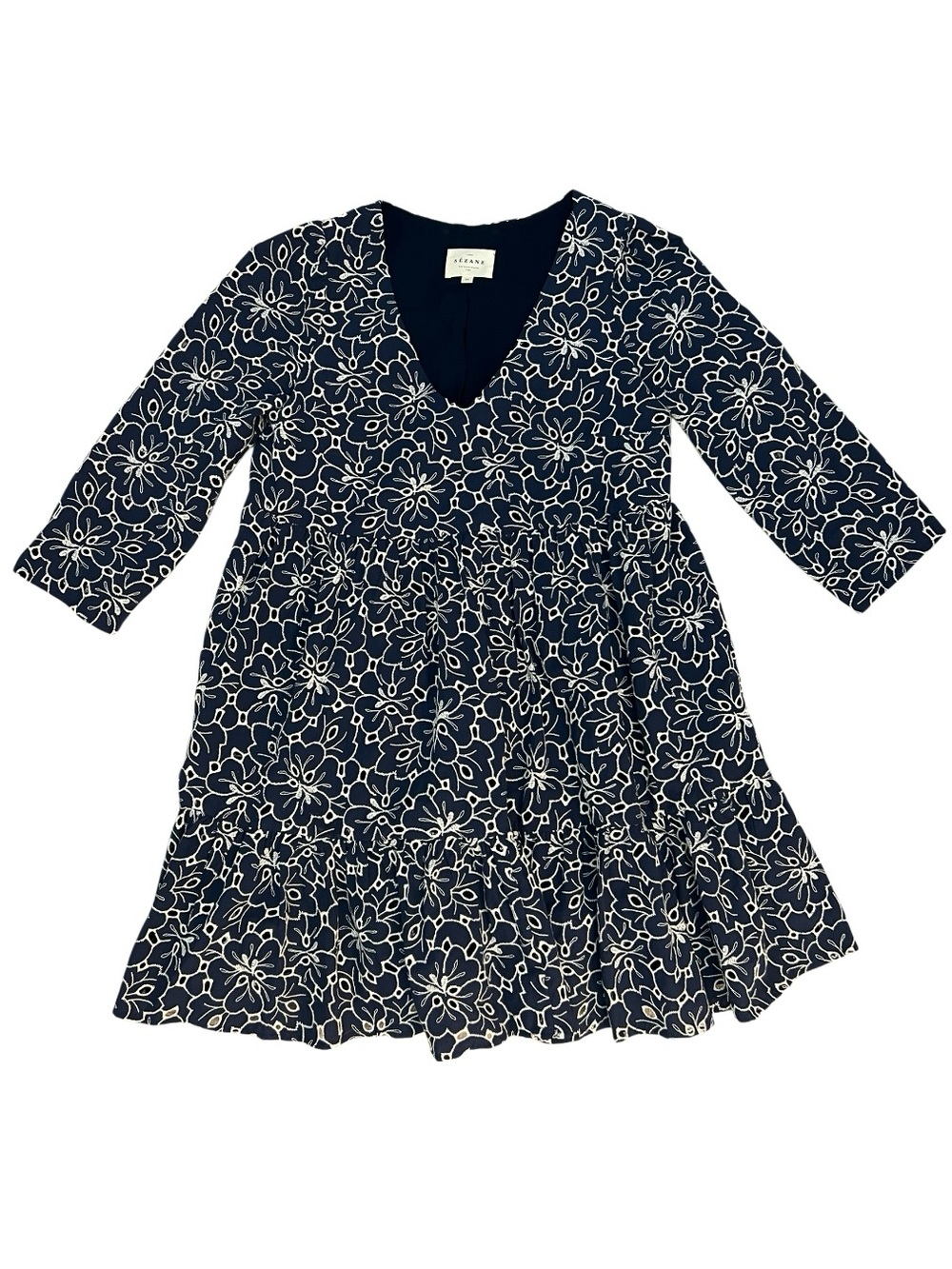 Sézane Aura Mini Dress Eyelet French Chic Babydoll Cottage Feminine Size 34